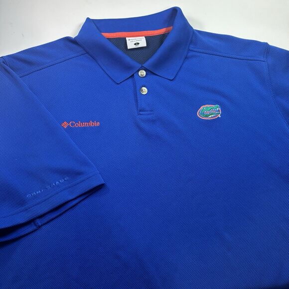 Florida Gators Columbia Golf Polo Shirt Ommi Shade Men's Large Blue Orange Mesh - Picture 4 of 9